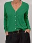Casual Plain V Neck Cardigan