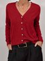 Casual Plain V Neck Cardigan
