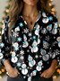 Casual Christmas Loose Shawl Collar Shirt