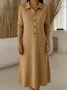 Shawl Collar Casual Plain Loose Sweater Dress With No