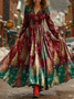 Casual Christmas Loose V Neck Dress With No