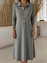 Shawl Collar Casual Plain Loose Sweater Dress With No