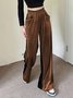Women's  Elastic Waist H-Line Wide Leg Pants Daily Going Out Pants Pink Casual Split Joint Plain Spring/Fall Pants