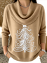 Christmas Cowl Neck Printing Casual Sweater