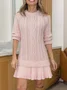 Women's Long Sleeve Autumn Pink Geometric Split Joint Crew Neck Daily Going Out Sexy Mini A-Line Sweater Dress