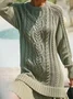 Women's Long Sleeve Autumn Pink Geometric Split Joint Crew Neck Daily Going Out Sexy Mini A-Line Sweater Dress