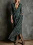 Plaid Shawl Collar Loose Vintage Shirt Dress With No