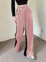 Women's  Elastic Waist H-Line Wide Leg Pants Daily Going Out Pants Pink Casual Split Joint Plain Spring/Fall Pants