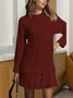 Women's Long Sleeve Autumn Pink Geometric Split Joint Crew Neck Daily Going Out Sexy Mini A-Line Sweater Dress