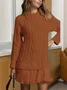 Women's Long Sleeve Autumn Pink Geometric Split Joint Crew Neck Daily Going Out Sexy Mini A-Line Sweater Dress