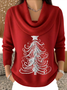Christmas Cowl Neck Printing Casual Sweater
