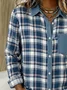 Vintage Loose Shawl Collar Plaid Shirt