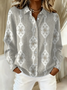 Women's Retro Abstract Casual Collared Button Cardigan