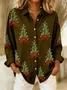 Christmas Loose Shawl Collar Casual Shirt