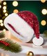 Christmas Red Sequined Bow Thickened Extra Large Pom-Pom Santa Claus Plush Hat