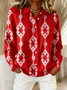 Women's Retro Abstract Casual Collared Button Cardigan