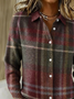 Women's Retro Plaid Casual Collared Button-Up Cardigan
