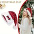 Christmas Red Sequined Bow Thickened Extra Large Pom-Pom Santa Claus Plush Hat