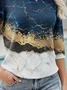 Casual Loose Shawl Collar Gradient Pattern Sweater