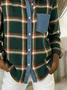Vintage Loose Shawl Collar Plaid Shirt