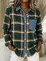Vintage Loose Shawl Collar Plaid Shirt