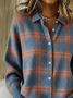 Women's Retro Plaid Casual Collared Button-Up Cardigan