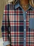 Casual Loose Plaid Shawl Collar Shirt