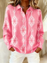 Women's Retro Abstract Casual Collared Button Cardigan