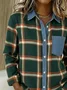 Vintage Loose Shawl Collar Plaid Shirt