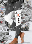 Women's Christmas Snowman Print Tight High Elastic Leggings