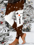 Women's Christmas Snowman Print Tight High Elastic Leggings