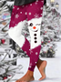 Women's Christmas Snowman Print Tight High Elastic Leggings