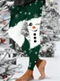 Women's Christmas Snowman Print Tight High Elastic Leggings