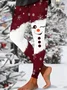 Women's Christmas Snowman Print Tight High Elastic Leggings