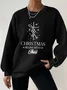 Women's Christmas Begins With Jesus Printed Waffle Sweatshirt