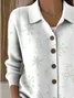 Women's Christmas Print Casual Button-Down Collar Cardigan