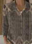 Women's Abstract Print Casual Button-Down Collar Cardigan