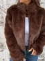 Split Joint Faux Fur Simple Leather & Faux Leather