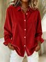 Women's Half Sleeve Shirt Pink Plain Split Joint Shawl Collar Daily Going Out Casual Top