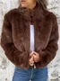 Split Joint Faux Fur Simple Leather & Faux Leather