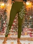 Women's Shiny Christmas Snowflake Print Casual Leggings