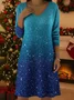 Holiday Comfortable Cashmere Long-Sleeved V-Neck Dress