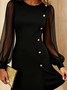 Plain Regular Fit Elegant Crew Neck Dress