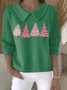 Women's Casual Christmas Print Lapel Classic Sweater