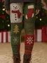 Tight Casual Christmas Tree Fluff/Granular Fleece Fabric Leggings