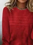 Women's Long Sleeve T-shirt Spring/Fall Red Striped Printing Jersey Crew Neck Daily Going Out Casual Top