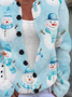 Crew Neck Christmas Snowman Printing Vintage Cardigan