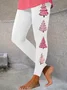 Casual Jersey Christmas Tree Printing Leggings