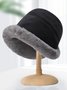 Thickened Fleece-lined Warm Fisherman's Hat For Autumn And Winter Lamb Fleece-lined Bucket Hat, Winter Fleece-lined Rolled Brim Hat