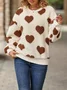 Heart/Cordate Puff Sleeve Loose Sports Sweatshirt